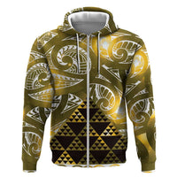 Matariki New Zealand Zip Hoodie NZ Niho Taniwha Maori New Year Yellow Galaxy LT14 Zip Hoodie Yellow - Polynesian Pride