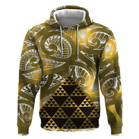 Matariki New Zealand Zip Hoodie NZ Niho Taniwha Maori New Year Yellow Galaxy LT14 Pullover Hoodie Yellow - Polynesian Pride