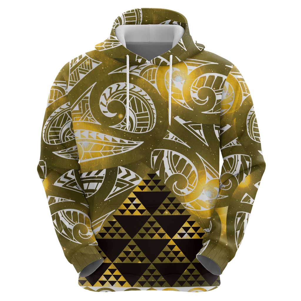 Matariki New Zealand Zip Hoodie NZ Niho Taniwha Maori New Year Yellow Galaxy LT14 - Polynesian Pride