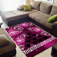 Matariki New Zealand Area Rug NZ Niho Taniwha Maori New Year Pink Galaxy