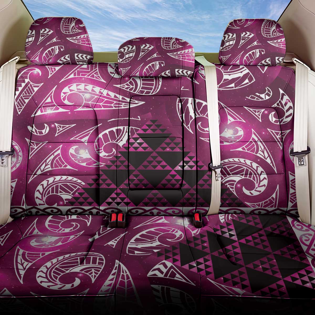 Matariki New Zealand Back Car Seat Cover NZ Niho Taniwha Maori New Year Pink Galaxy LT14 One Size Pink - Polynesian Pride