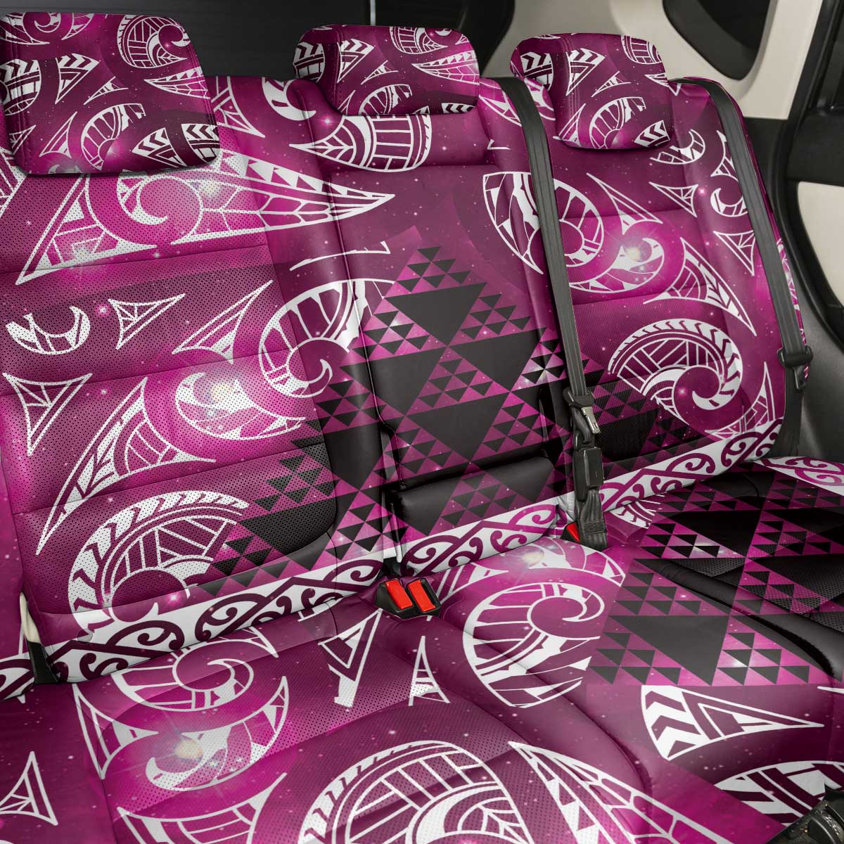 Matariki New Zealand Back Car Seat Cover NZ Niho Taniwha Maori New Year Pink Galaxy LT14 - Polynesian Pride