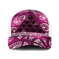 Matariki New Zealand Baseball Net Cap NZ Niho Taniwha Maori New Year Pink Galaxy LT14 One Size White Pink - Polynesian Pride