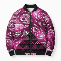 Matariki New Zealand Bomber Puffer Jacket NZ Niho Taniwha Maori New Year Pink Galaxy LT14 Unisex Pink - Polynesian Pride