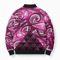 Matariki New Zealand Bomber Puffer Jacket NZ Niho Taniwha Maori New Year Pink Galaxy LT14 - Polynesian Pride