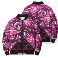 Matariki New Zealand Bomber Puffer Jacket NZ Niho Taniwha Maori New Year Pink Galaxy LT14 - Polynesian Pride