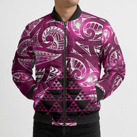 Matariki New Zealand Bomber Puffer Jacket NZ Niho Taniwha Maori New Year Pink Galaxy LT14 - Polynesian Pride