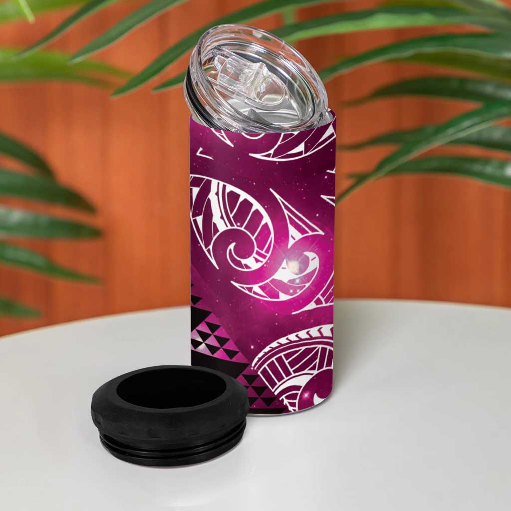 Matariki New Zealand 4 in 1 Can Cooler Tumbler NZ Niho Taniwha Maori New Year Pink Galaxy LT14 - Polynesian Pride