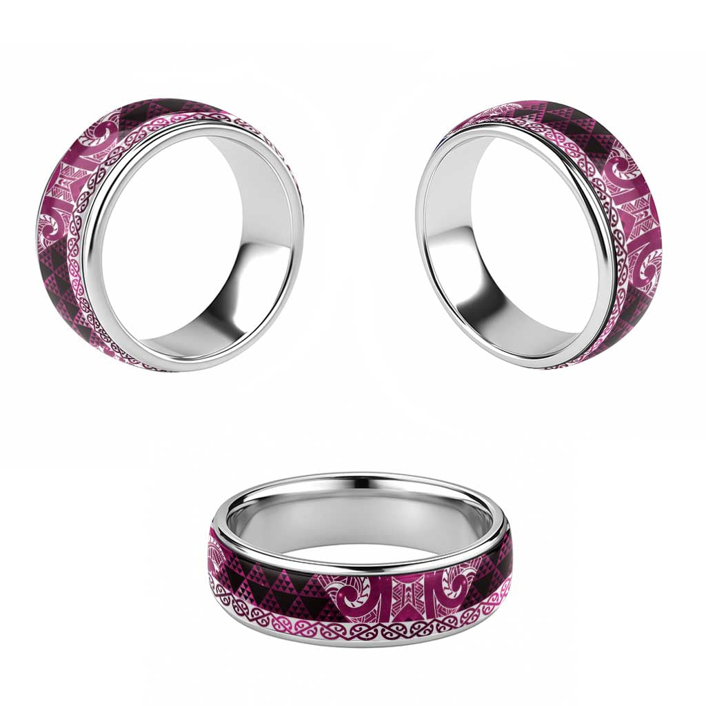 Matariki New Zealand Classic Ring NZ Niho Taniwha Maori New Year Pink Galaxy LT14 - Polynesian Pride