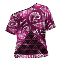Matariki New Zealand Cross Shoulder Shirt NZ Niho Taniwha Maori New Year Pink Galaxy LT14 - Polynesian Pride