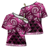 Matariki New Zealand Cross Shoulder Shirt NZ Niho Taniwha Maori New Year Pink Galaxy LT14 - Polynesian Pride