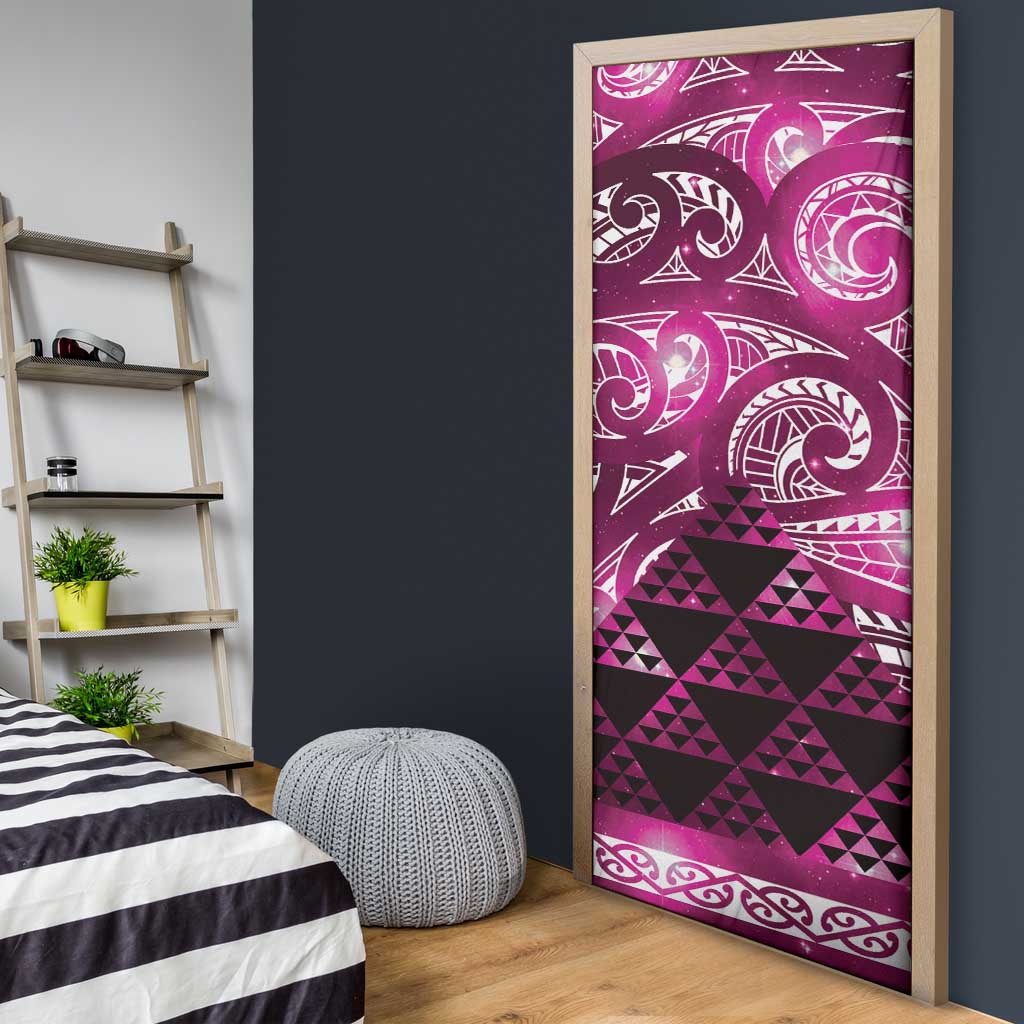 Matariki New Zealand Door Cover NZ Niho Taniwha Maori New Year Pink Galaxy LT14 - Polynesian Pride