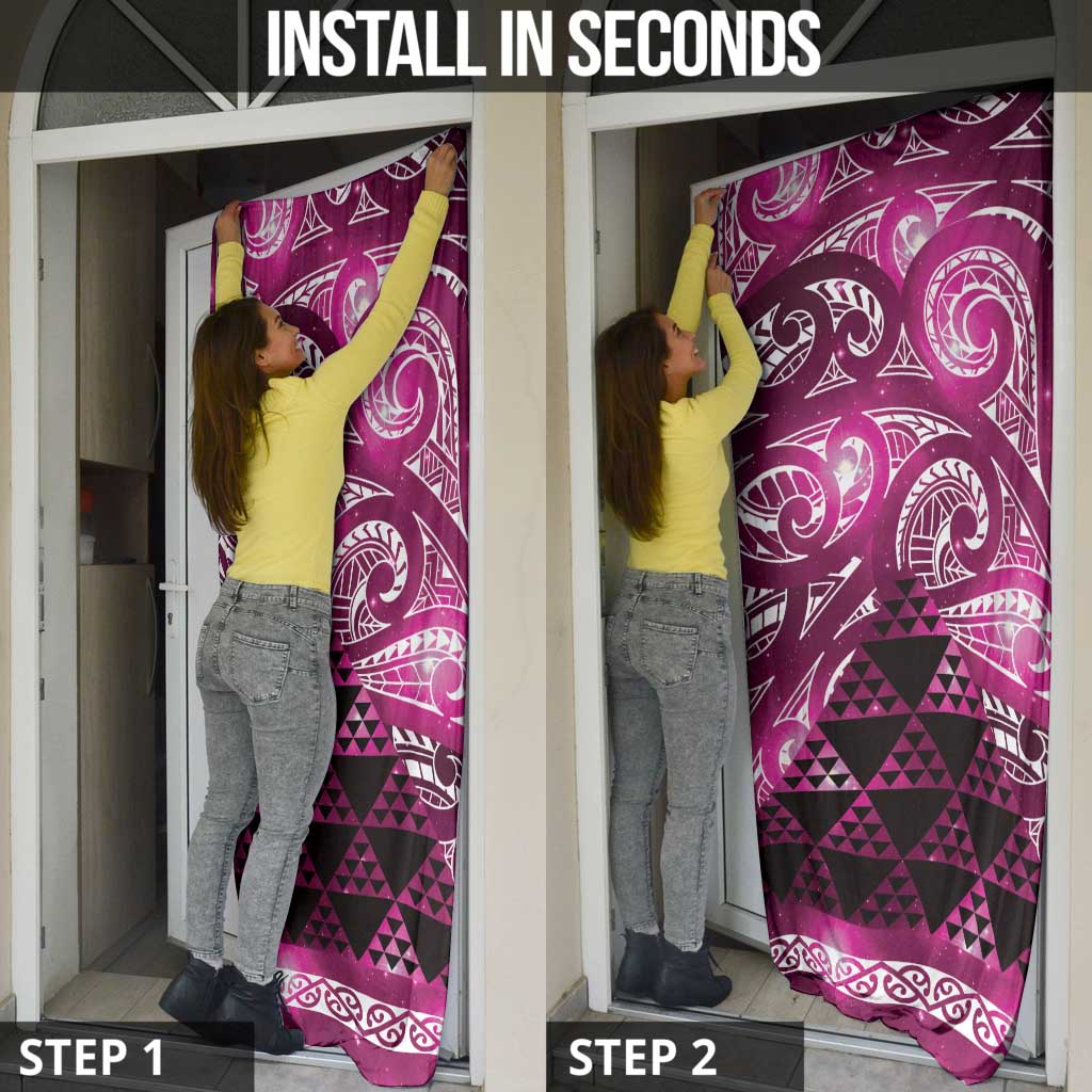 Matariki New Zealand Door Cover NZ Niho Taniwha Maori New Year Pink Galaxy LT14 - Polynesian Pride