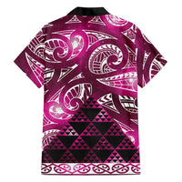 Matariki New Zealand Family Matching Off Shoulder Short Dress and Hawaiian Shirt NZ Niho Taniwha Maori New Year Pink Galaxy LT14 - Polynesian Pride