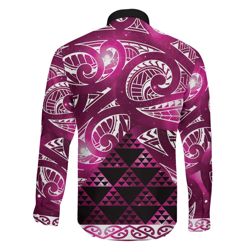 Matariki New Zealand Family Matching Off Shoulder Short Dress and Hawaiian Shirt NZ Niho Taniwha Maori New Year Pink Galaxy LT14 - Polynesian Pride