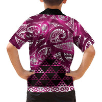 Matariki New Zealand Family Matching Puletasi and Hawaiian Shirt NZ Niho Taniwha Maori New Year Pink Galaxy LT14 - Polynesian Pride