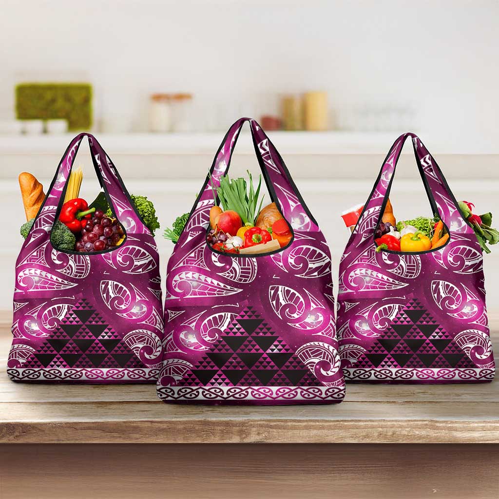 Matariki New Zealand Grocery Bag NZ Niho Taniwha Maori New Year Pink Galaxy
