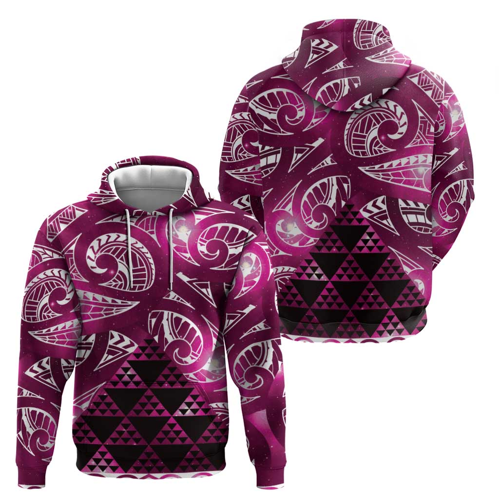 Matariki New Zealand Hoodie NZ Niho Taniwha Maori New Year Pink Galaxy LT14 - Polynesian Pride