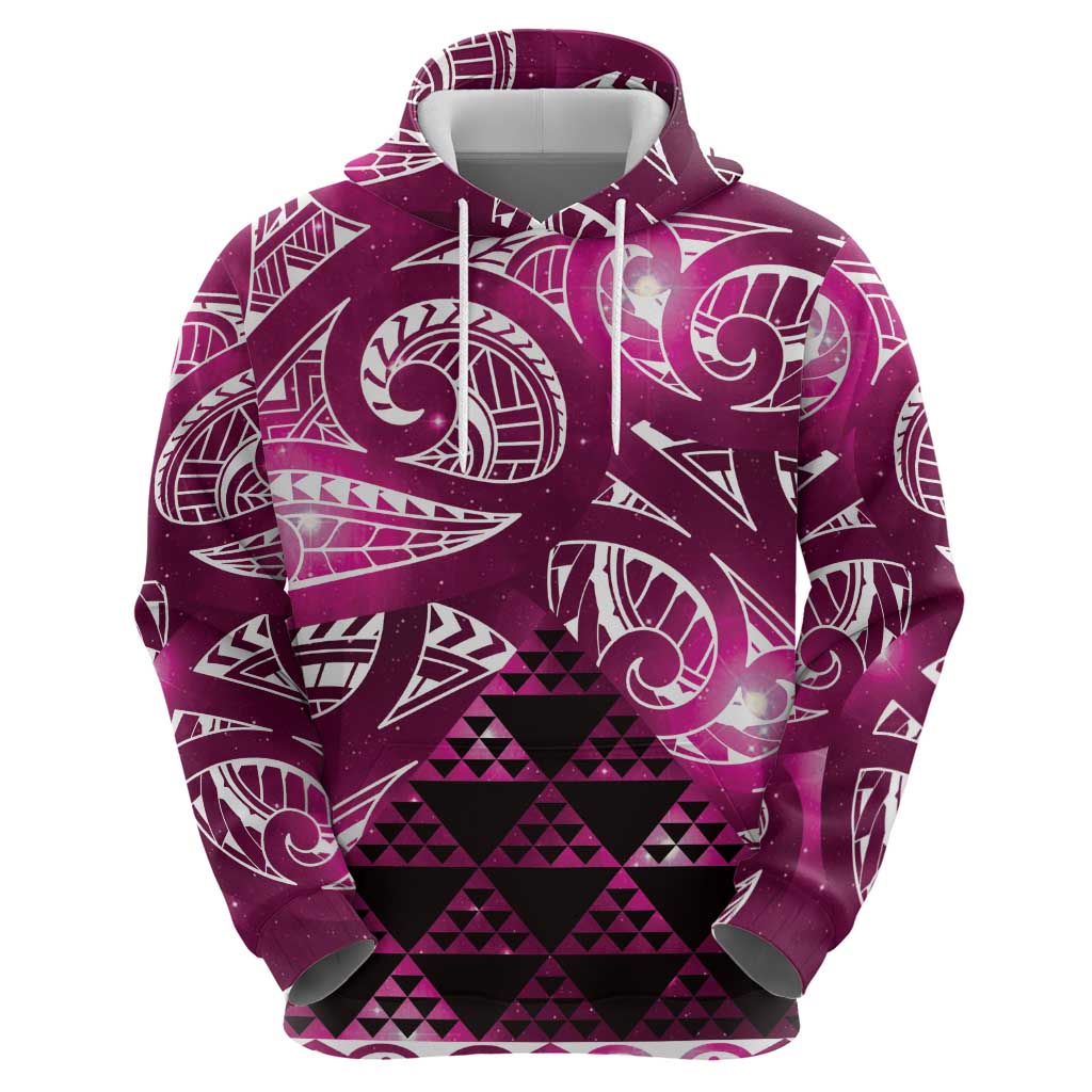 Matariki New Zealand Hoodie NZ Niho Taniwha Maori New Year Pink Galaxy LT14 - Polynesian Pride
