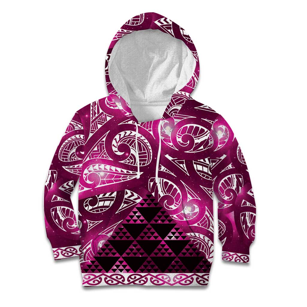Matariki New Zealand Kid Hoodie NZ Niho Taniwha Maori New Year Pink Galaxy LT14 Hoodie Pink - Polynesian Pride