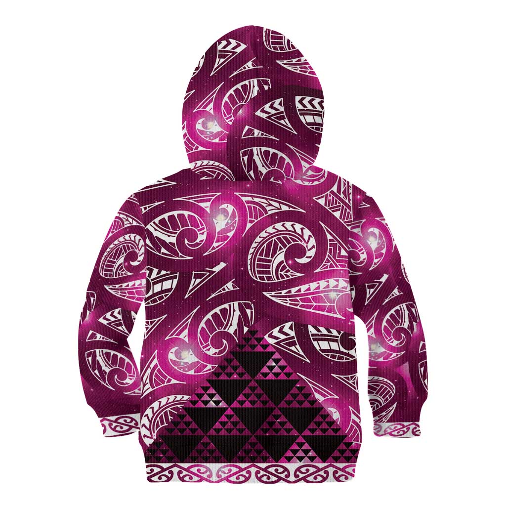 Matariki New Zealand Kid Hoodie NZ Niho Taniwha Maori New Year Pink Galaxy LT14 - Polynesian Pride