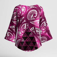 Matariki New Zealand Kimono Sleeve Blouse NZ Niho Taniwha Maori New Year Pink Galaxy LT14 - Polynesian Pride