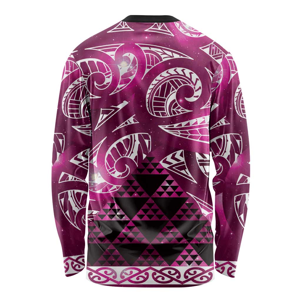 Matariki New Zealand Long Sleeve Shirt NZ Niho Taniwha Maori New Year Pink Galaxy LT14 - Polynesian Pride