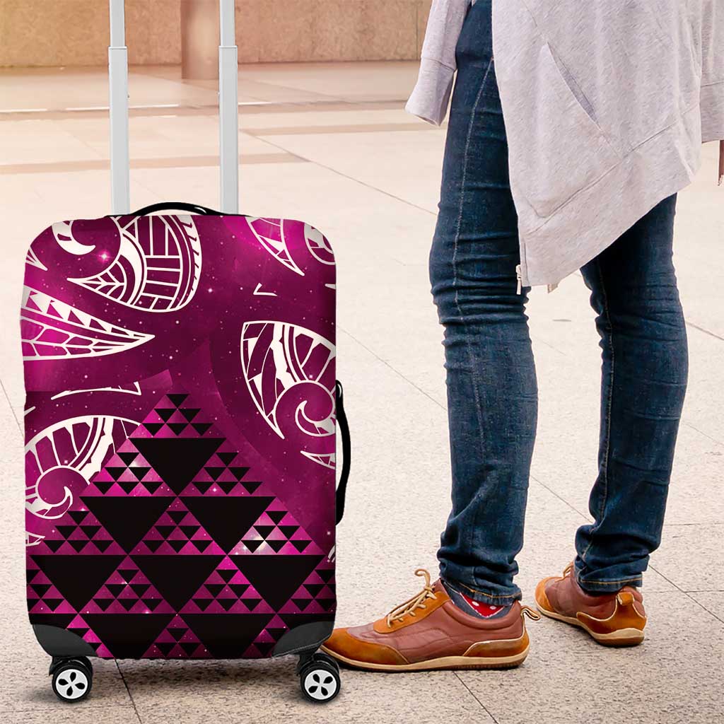 Matariki New Zealand Luggage Cover NZ Niho Taniwha Maori New Year Pink Galaxy LT14 Pink - Polynesian Pride