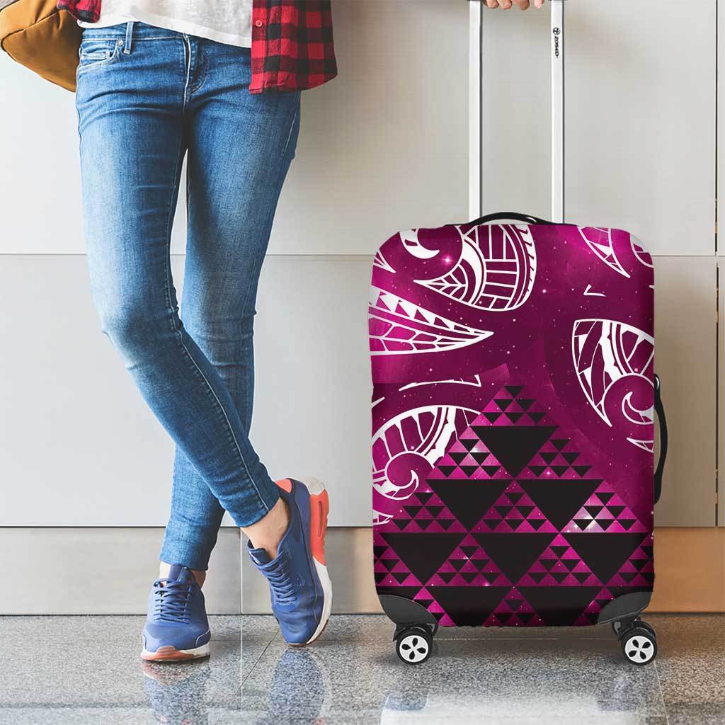 Matariki New Zealand Luggage Cover NZ Niho Taniwha Maori New Year Pink Galaxy LT14 - Polynesian Pride