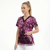 Matariki New Zealand Scrub Top NZ Niho Taniwha Maori New Year Pink Galaxy