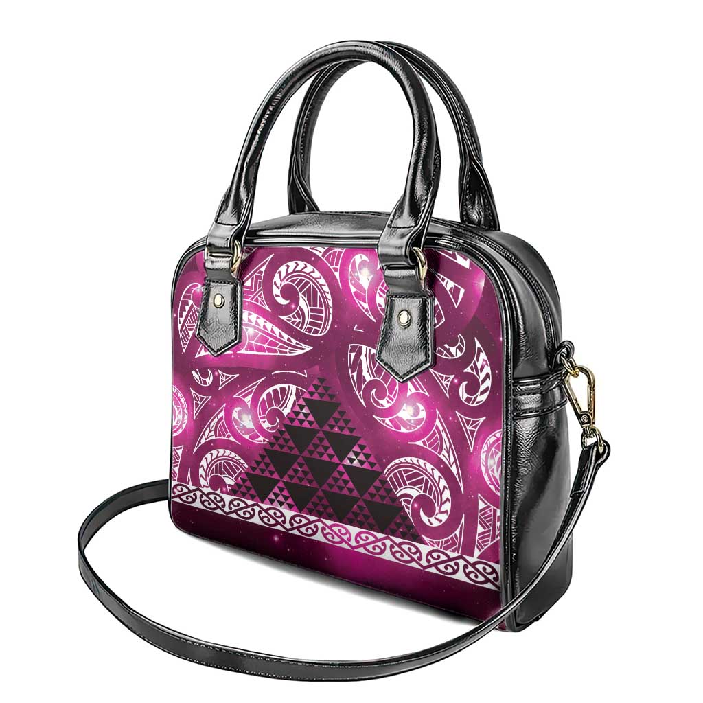 Matariki New Zealand Shoulder Handbag NZ Niho Taniwha Maori New Year Pink Galaxy