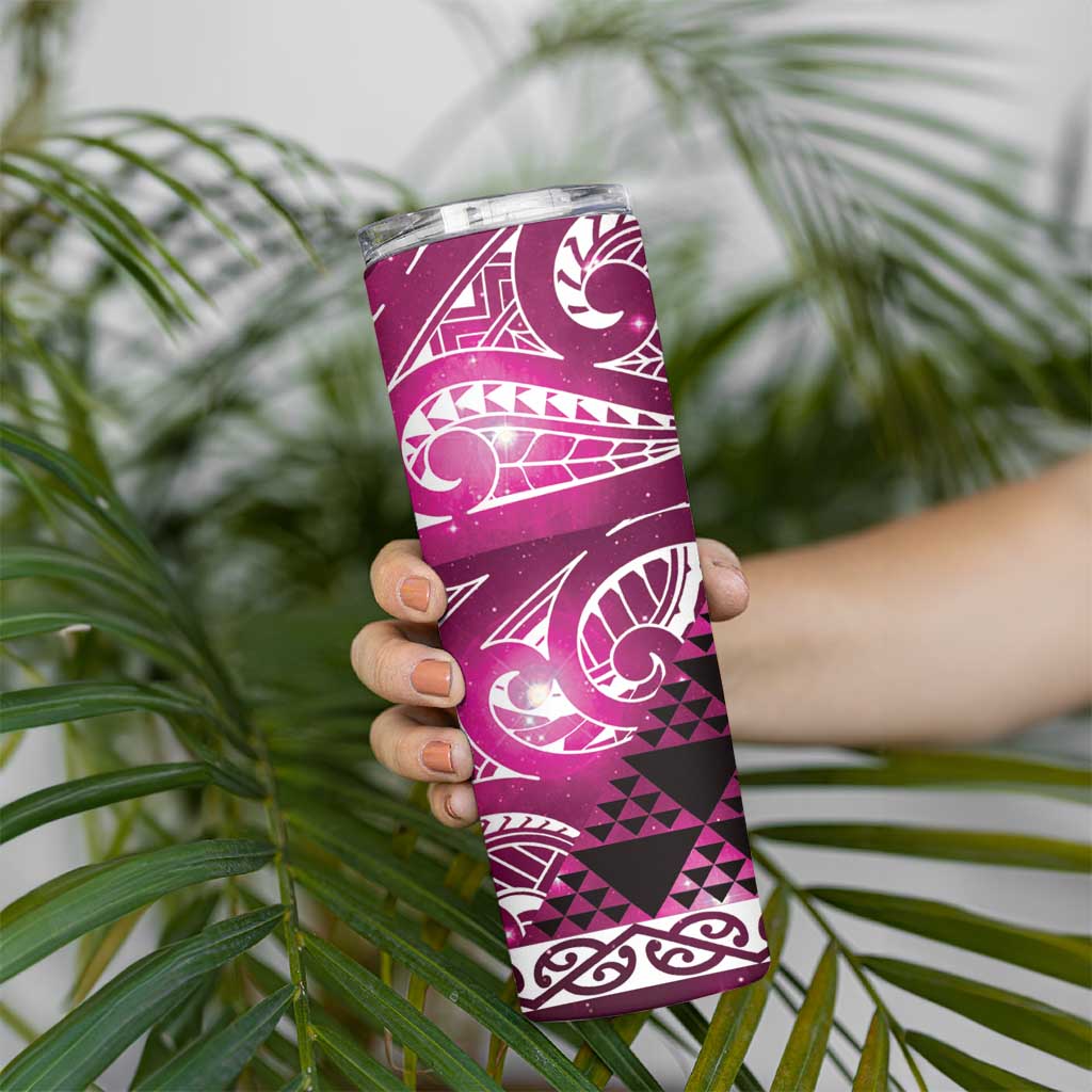 Matariki New Zealand Skinny Tumbler NZ Niho Taniwha Maori New Year Pink Galaxy LT14 - Polynesian Pride