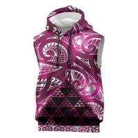 Matariki New Zealand Sleeveless Hoodie NZ Niho Taniwha Maori New Year Pink Galaxy LT14 Pink - Polynesian Pride