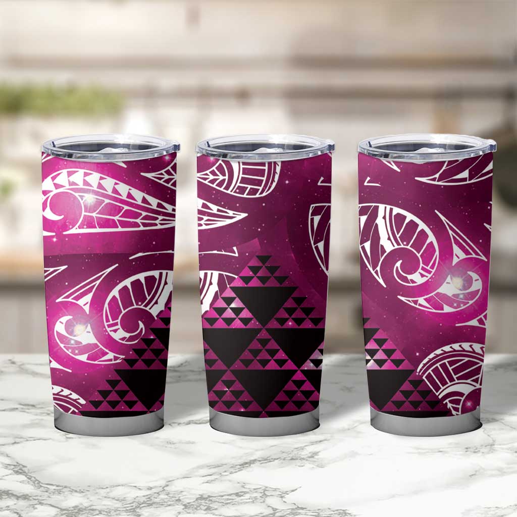Matariki New Zealand Tumbler Cup NZ Niho Taniwha Maori New Year Pink Galaxy LT14 - Polynesian Pride