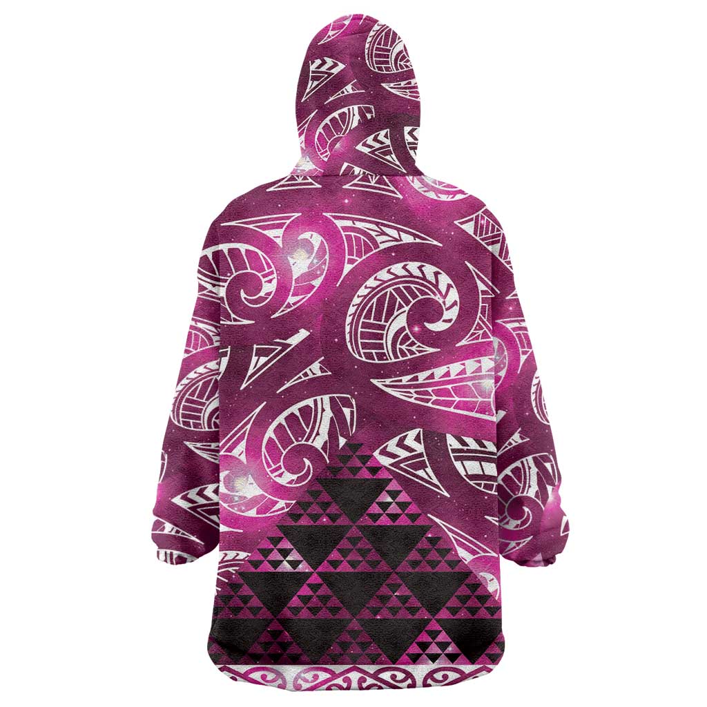 Matariki New Zealand Wearable Blanket Hoodie NZ Niho Taniwha Maori New Year Pink Galaxy LT14 - Polynesian Pride