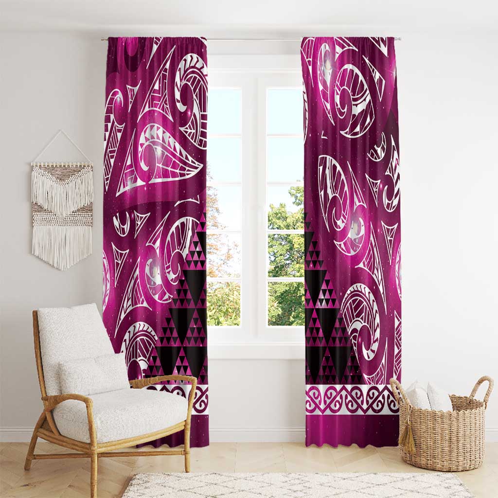 Matariki New Zealand Window Curtain NZ Niho Taniwha Maori New Year Pink Galaxy