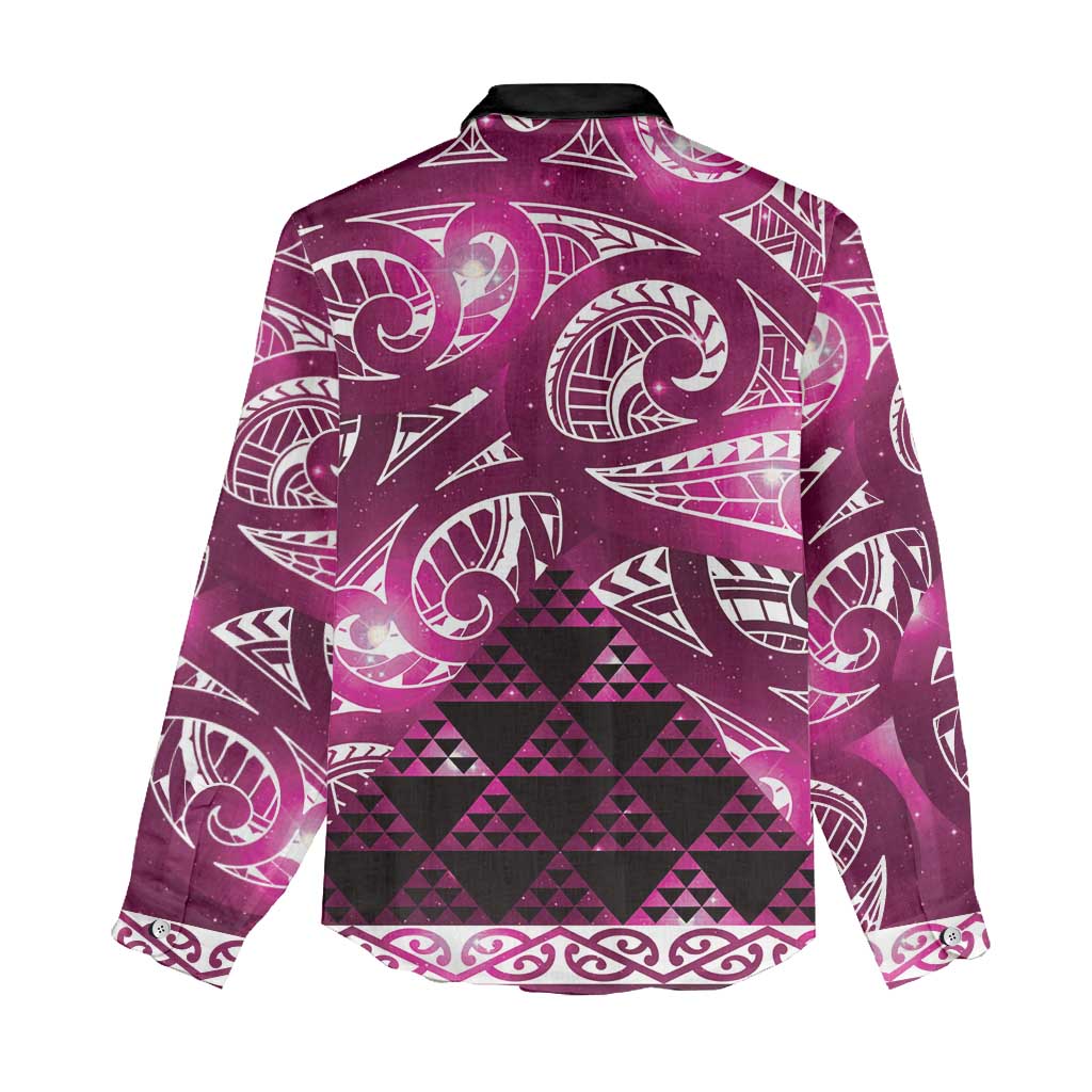 Matariki New Zealand Women Casual Shirt NZ Niho Taniwha Maori New Year Pink Galaxy LT14 - Polynesian Pride