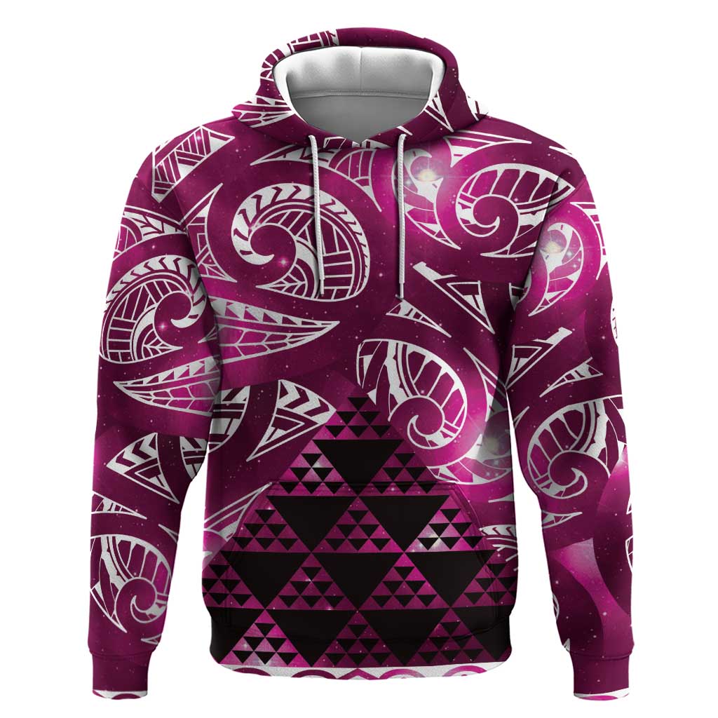 Matariki New Zealand Zip Hoodie NZ Niho Taniwha Maori New Year Pink Galaxy LT14 Pullover Hoodie Pink - Polynesian Pride