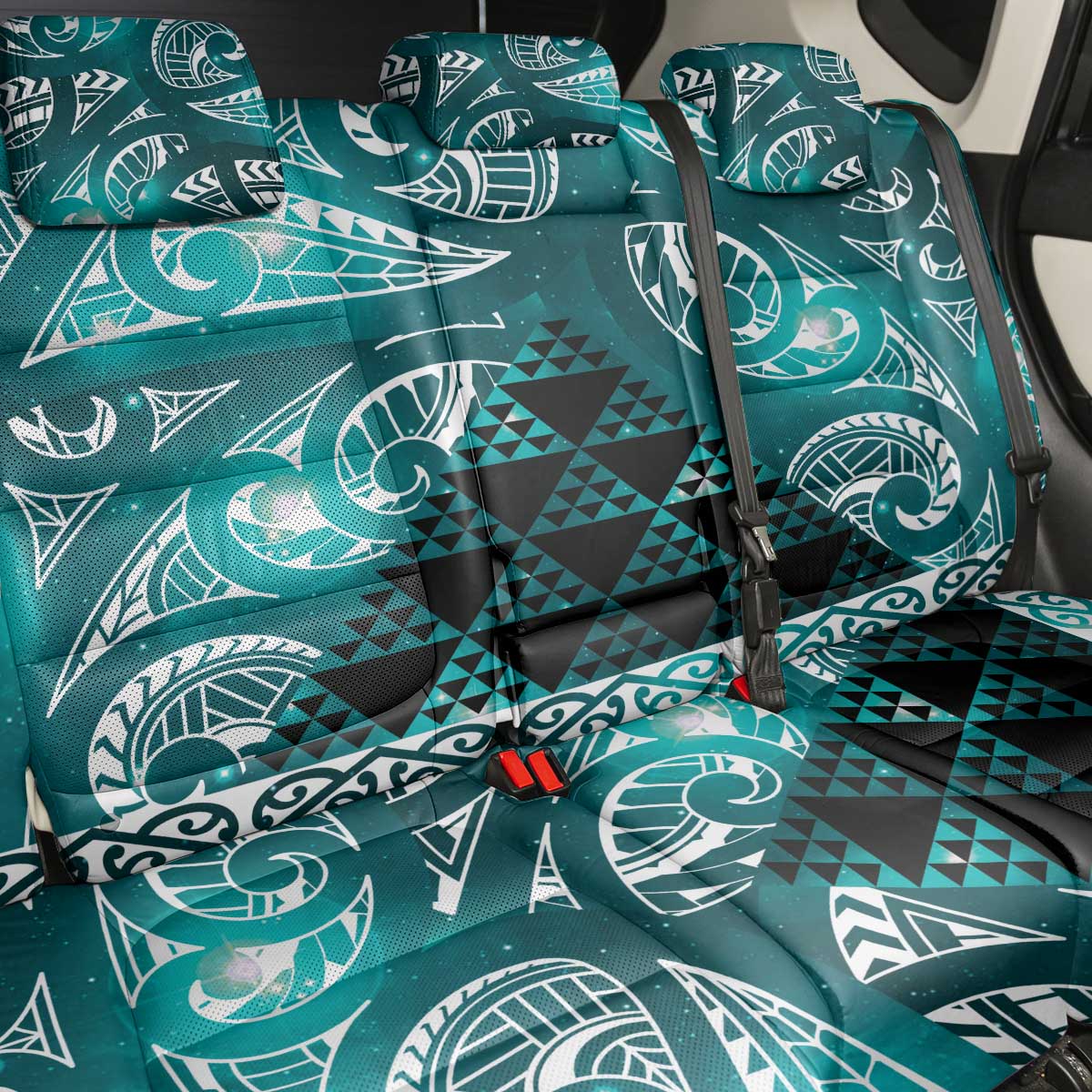 Matariki New Zealand Back Car Seat Cover NZ Niho Taniwha Maori New Year Cyan Galaxy LT14 - Polynesian Pride