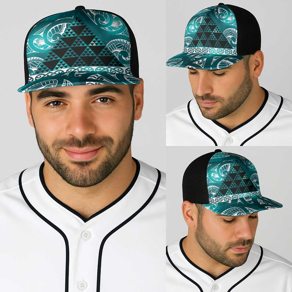 Matariki New Zealand Baseball Net Cap NZ Niho Taniwha Maori New Year Cyan Galaxy