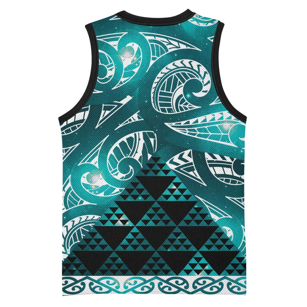 Matariki New Zealand Basketball Jersey NZ Niho Taniwha Maori New Year Cyan Galaxy LT14 - Polynesian Pride