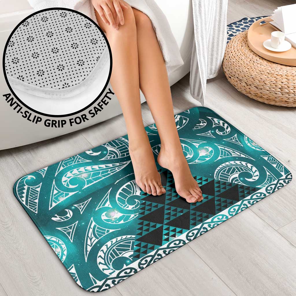 Matariki New Zealand Bathroom Set NZ Niho Taniwha Maori New Year Cyan Galaxy