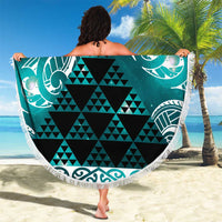 Matariki New Zealand Beach Blanket NZ Niho Taniwha Maori New Year Cyan Galaxy