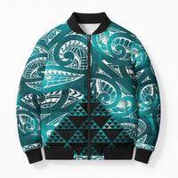 Matariki New Zealand Bomber Puffer Jacket NZ Niho Taniwha Maori New Year Cyan Galaxy