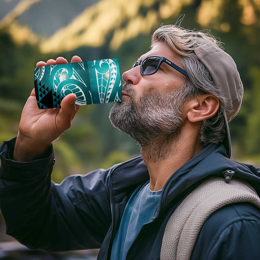 Matariki New Zealand 4 in 1 Can Cooler Tumbler NZ Niho Taniwha Maori New Year Cyan Galaxy LT14 - Polynesian Pride