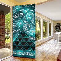 Matariki New Zealand Door Cover NZ Niho Taniwha Maori New Year Cyan Galaxy LT14 - Polynesian Pride
