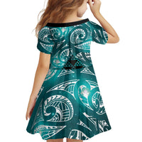 Matariki New Zealand Family Matching Puletasi and Hawaiian Shirt NZ Niho Taniwha Maori New Year Cyan Galaxy LT14 - Polynesian Pride