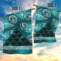 Matariki New Zealand Garden Flag NZ Niho Taniwha Maori New Year Cyan Galaxy LT14 - Polynesian Pride