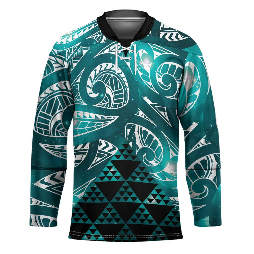 Matariki New Zealand Hockey Jersey NZ Niho Taniwha Maori New Year Cyan Galaxy LT14 Unisex Cyan - Polynesian Pride