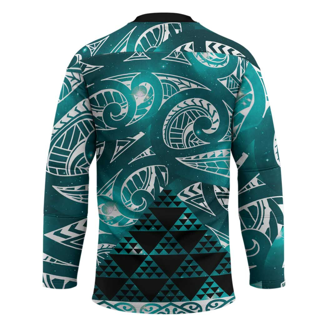 Matariki New Zealand Hockey Jersey NZ Niho Taniwha Maori New Year Cyan Galaxy LT14 - Polynesian Pride